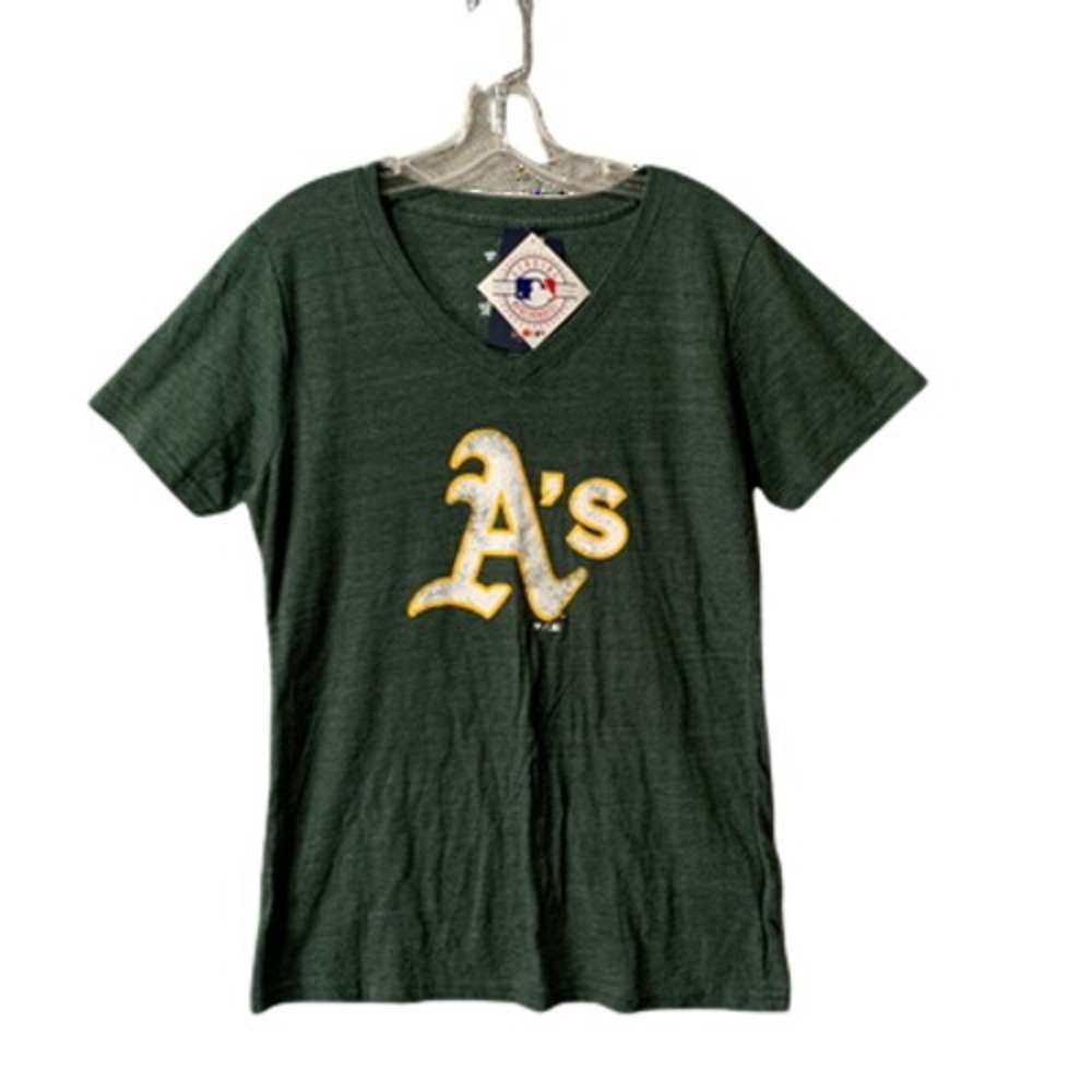 Fanatics Women's XL Oakland Athletics MLB Green V-Neck T-Shirt Officially